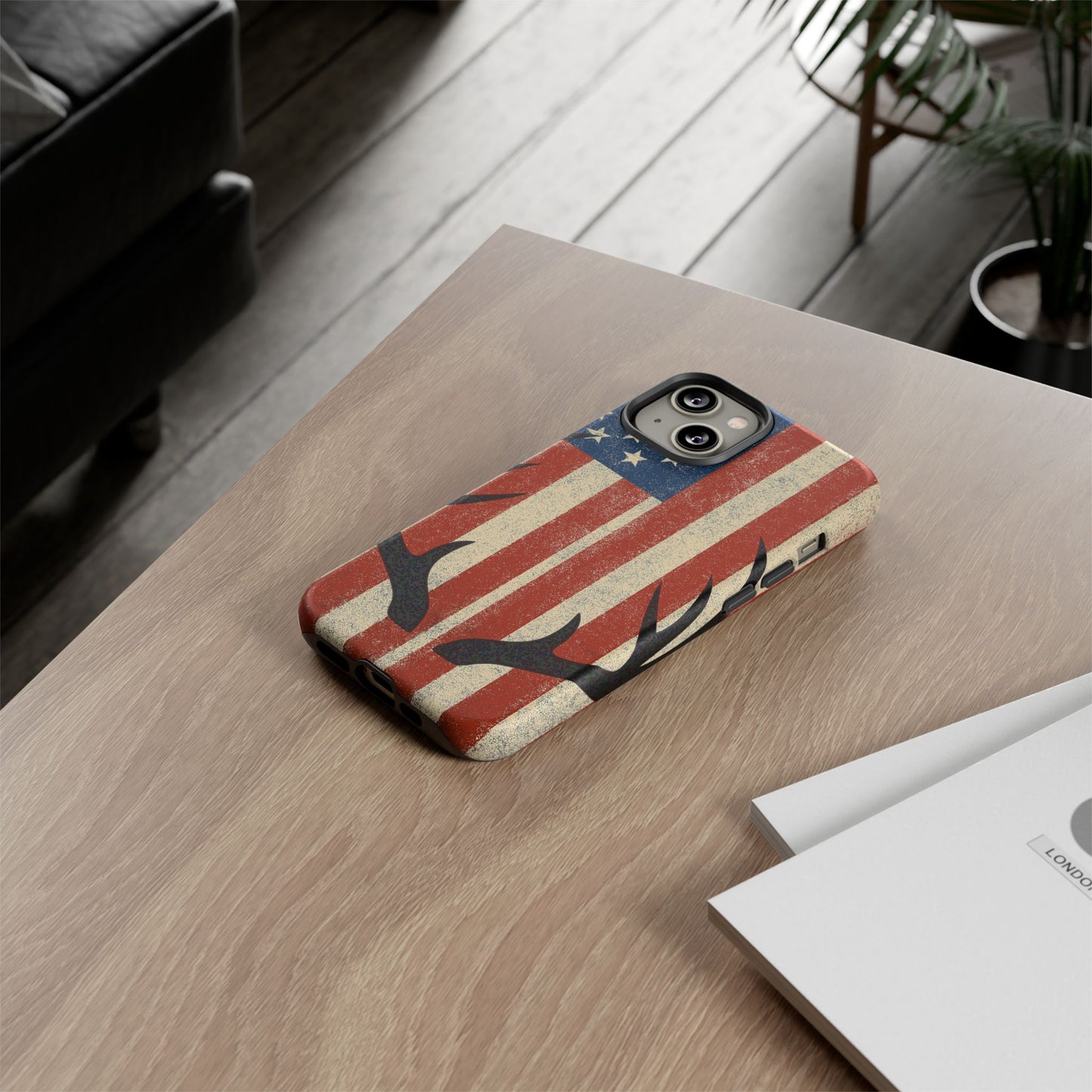 Deer Hunting American Flag Tough Phone Case