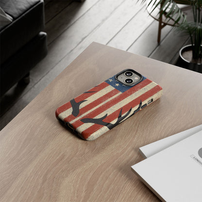 Deer Hunting American Flag Tough Phone Case
