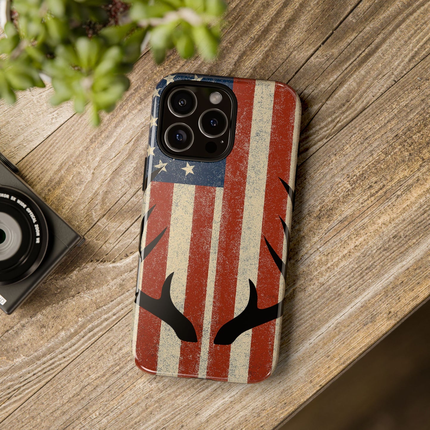 Deer Hunting American Flag Tough Phone Case
