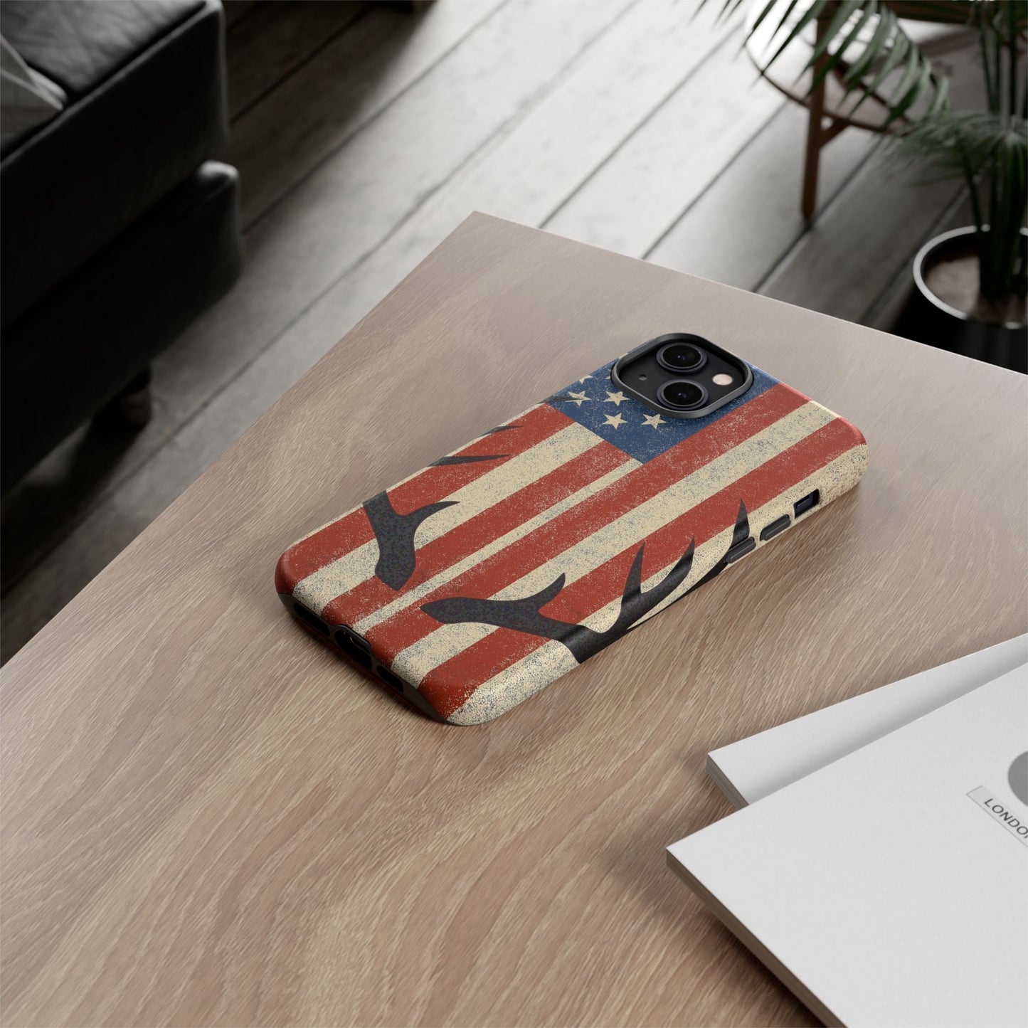 Deer Hunting American Flag Tough Phone Case