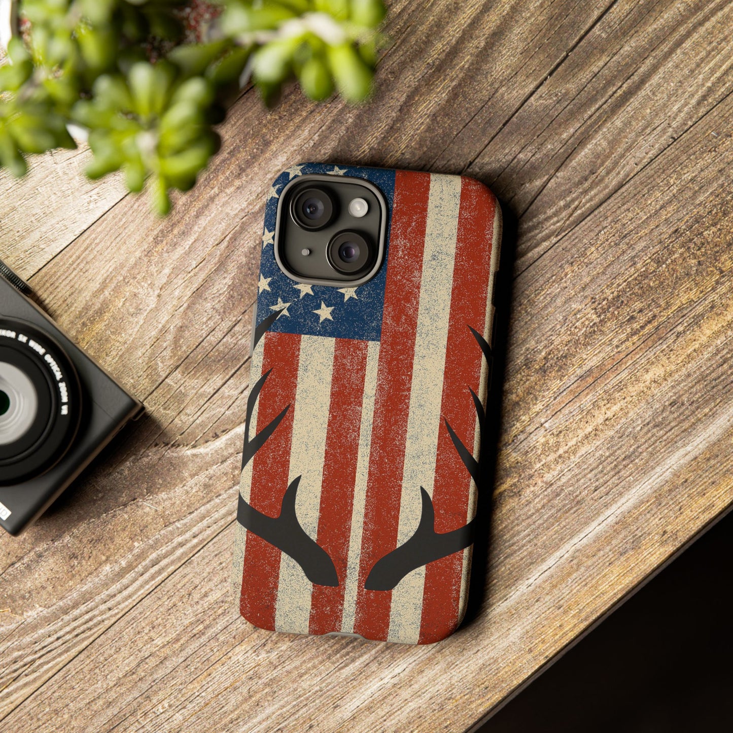 Deer Hunting American Flag Tough Phone Case