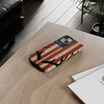 Deer Hunting American Flag Tough Phone Case