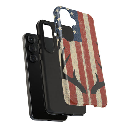 Deer Hunting American Flag Tough Phone Case