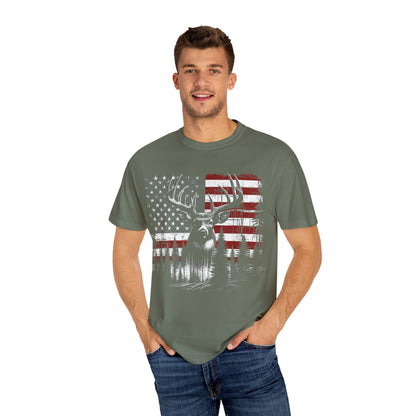 Deer Hunting American Flag Tshirt