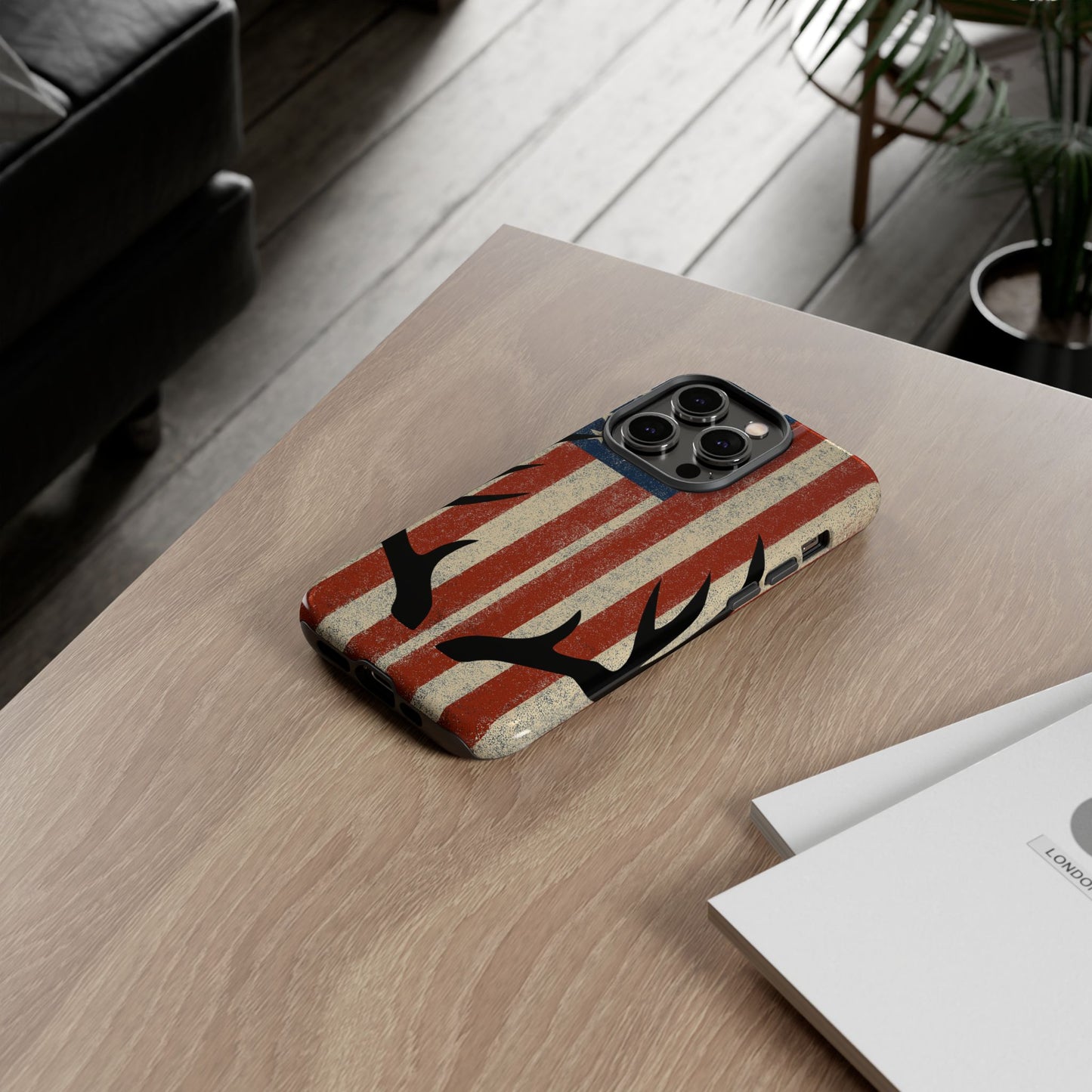 Deer Hunting American Flag Tough Phone Case
