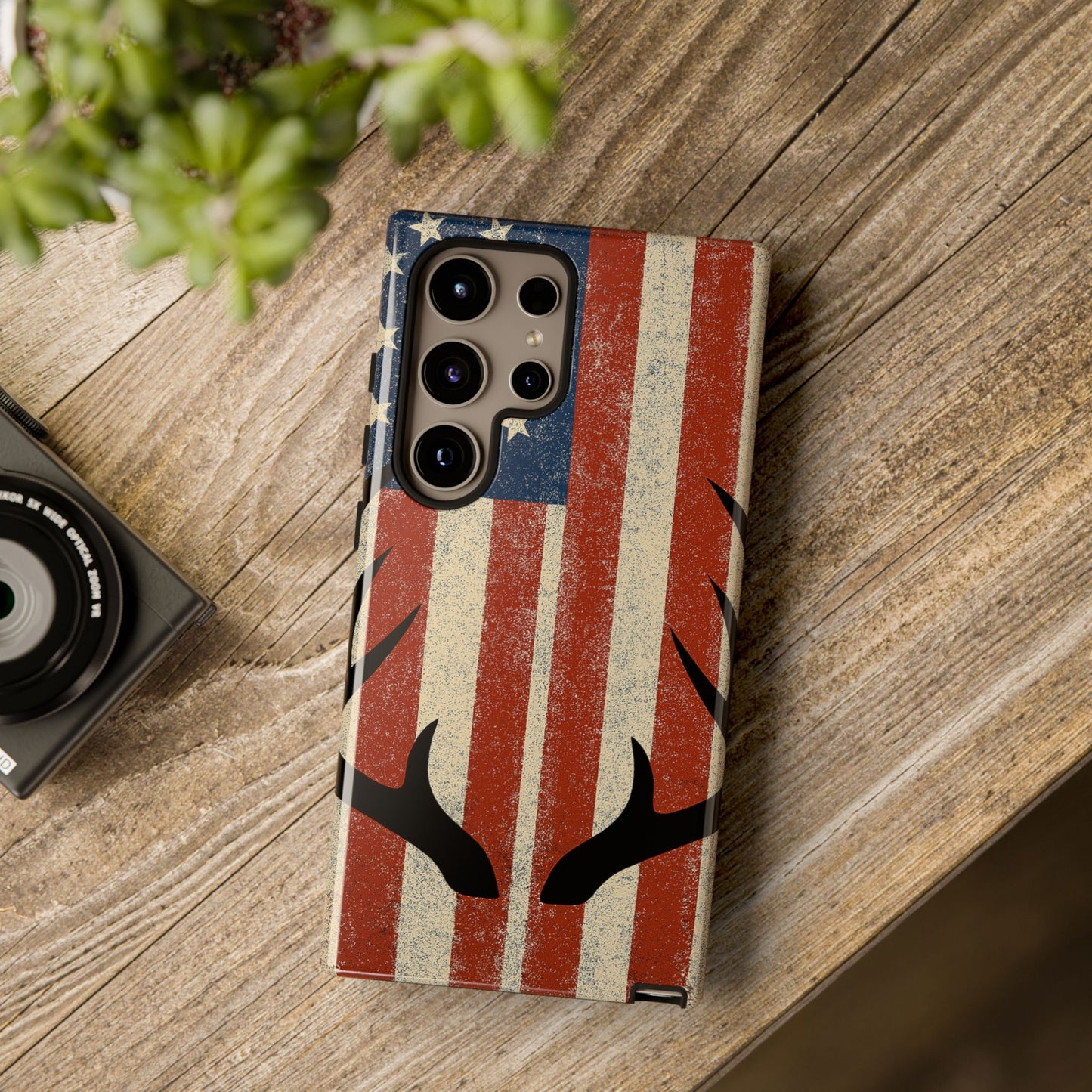 Deer Hunting American Flag Tough Phone Case