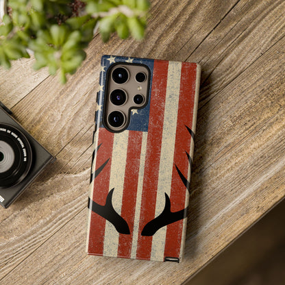 Deer Hunting American Flag Tough Phone Case