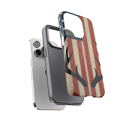 Deer Hunting American Flag Tough Phone Case