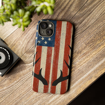 Deer Hunting American Flag Tough Phone Case