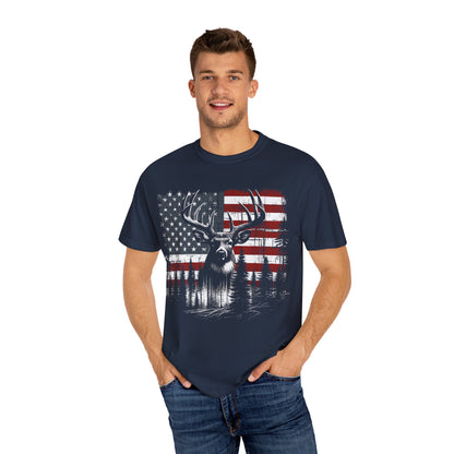 Deer Hunting American Flag Tshirt
