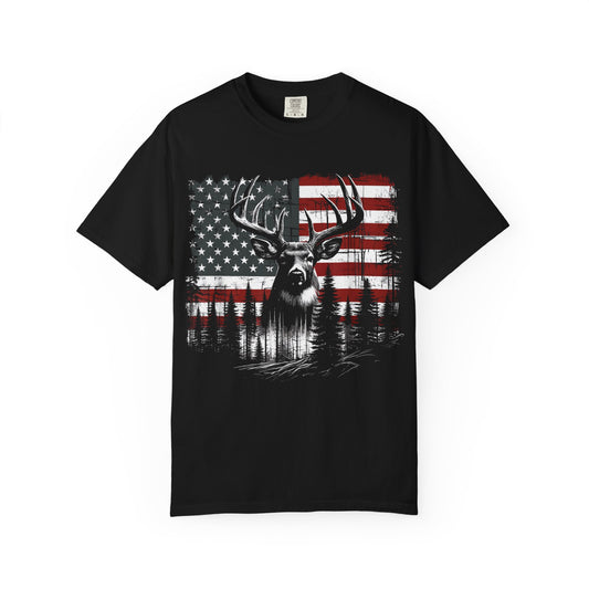 Deer Hunting American Flag Tshirt