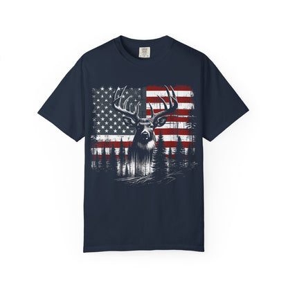 Deer Hunting American Flag Tshirt