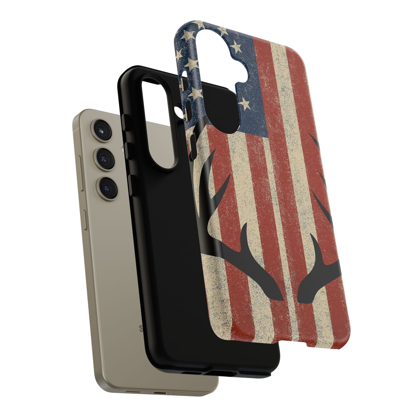 Deer Hunting American Flag Tough Phone Case