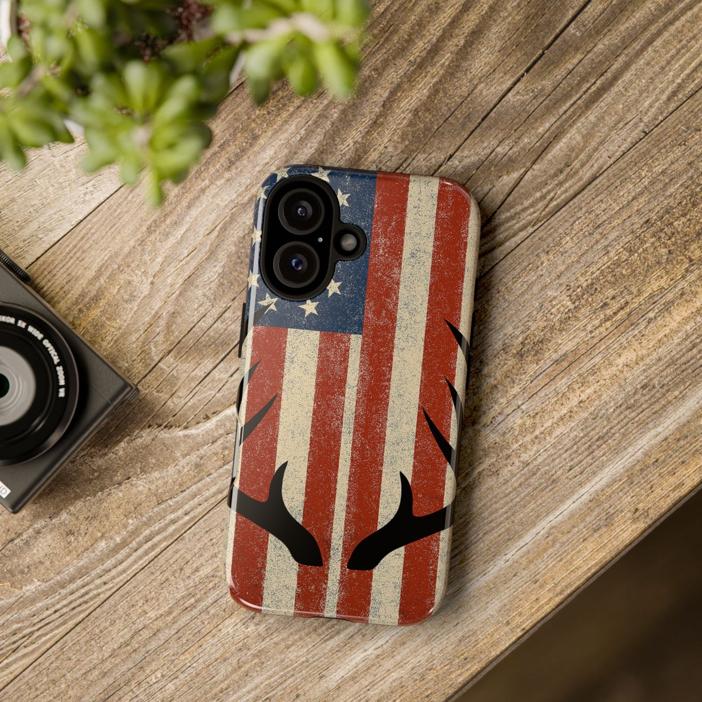 Deer Hunting American Flag Tough Phone Case