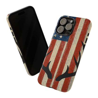 Deer Hunting American Flag Tough Phone Case