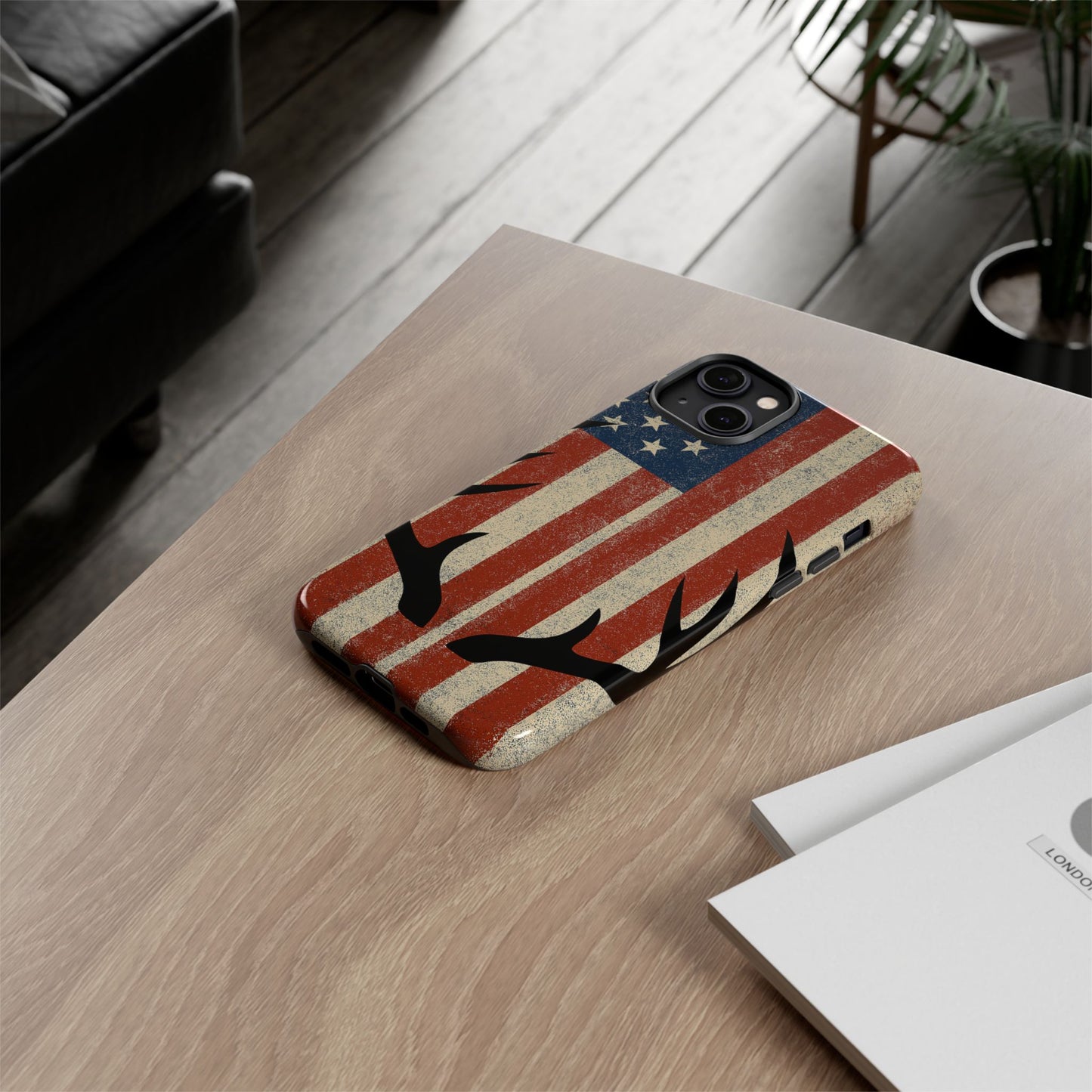 Deer Hunting American Flag Tough Phone Case