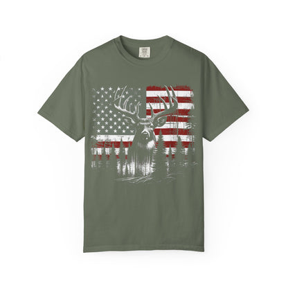 Deer Hunting American Flag Tshirt