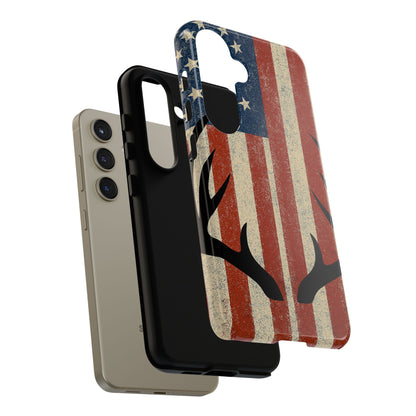 Deer Hunting American Flag Tough Phone Case