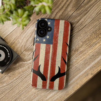 Deer Hunting American Flag Tough Phone Case
