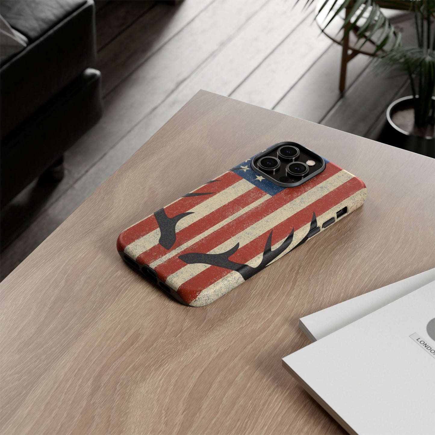 Deer Hunting American Flag Tough Phone Case