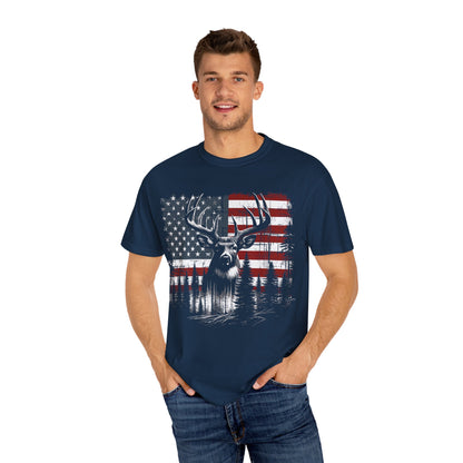 Deer Hunting American Flag Tshirt