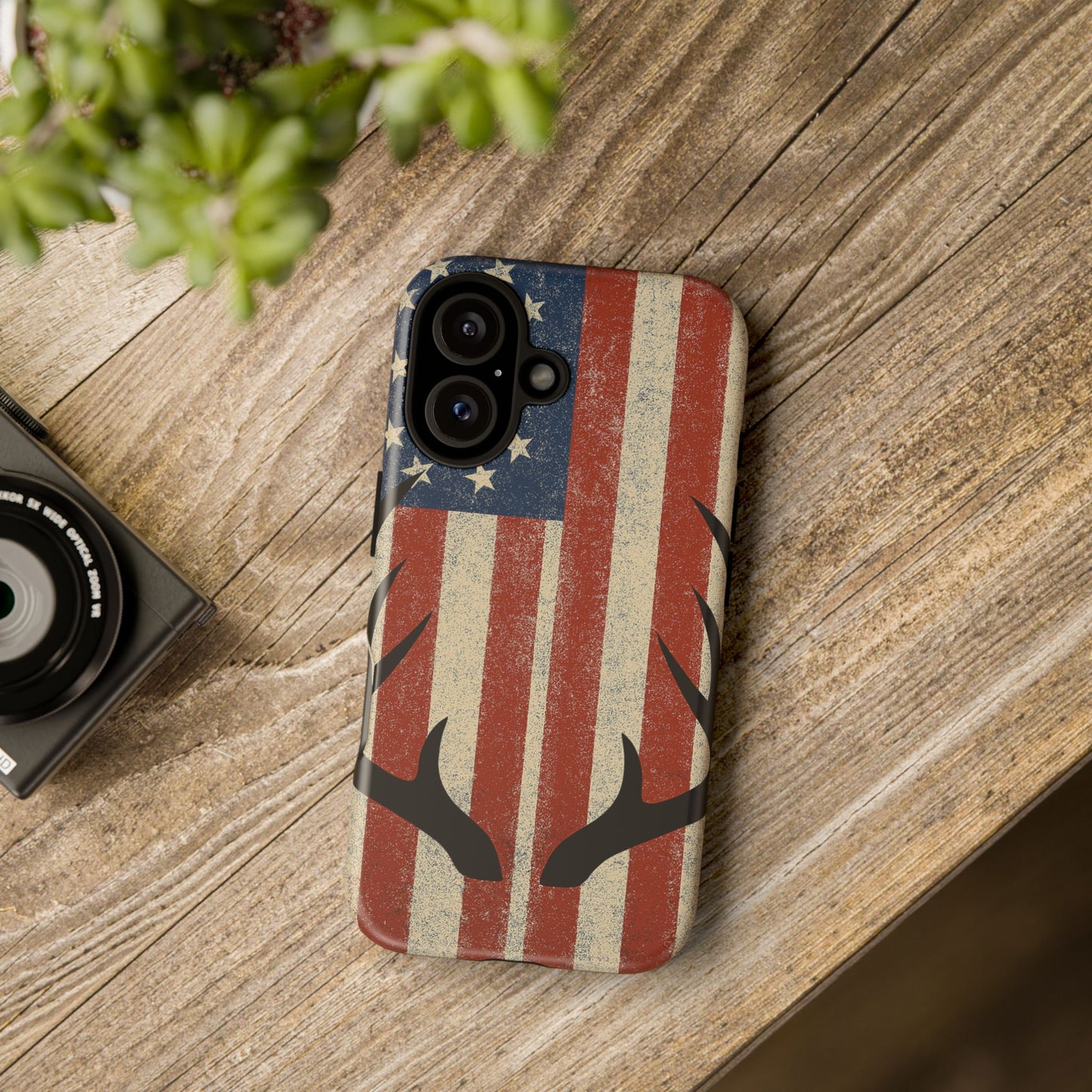 Deer Hunting American Flag Tough Phone Case