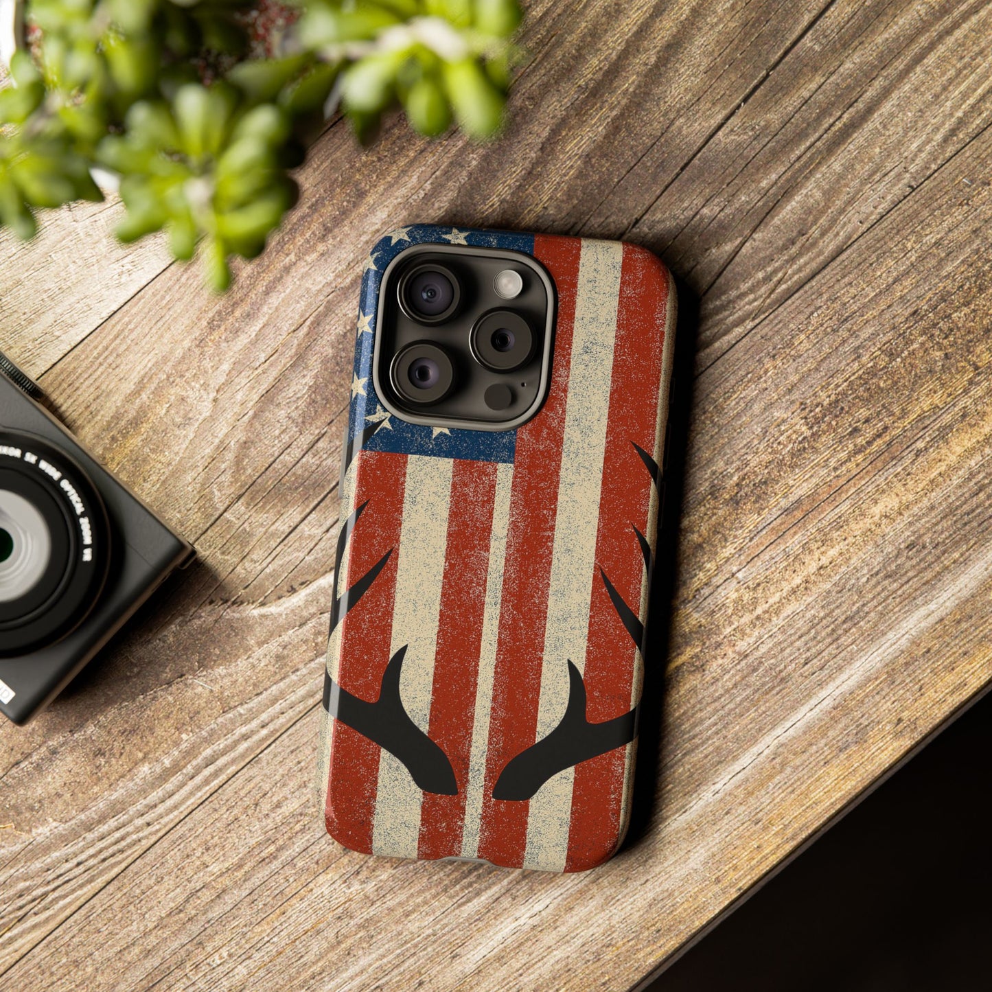 Deer Hunting American Flag Tough Phone Case