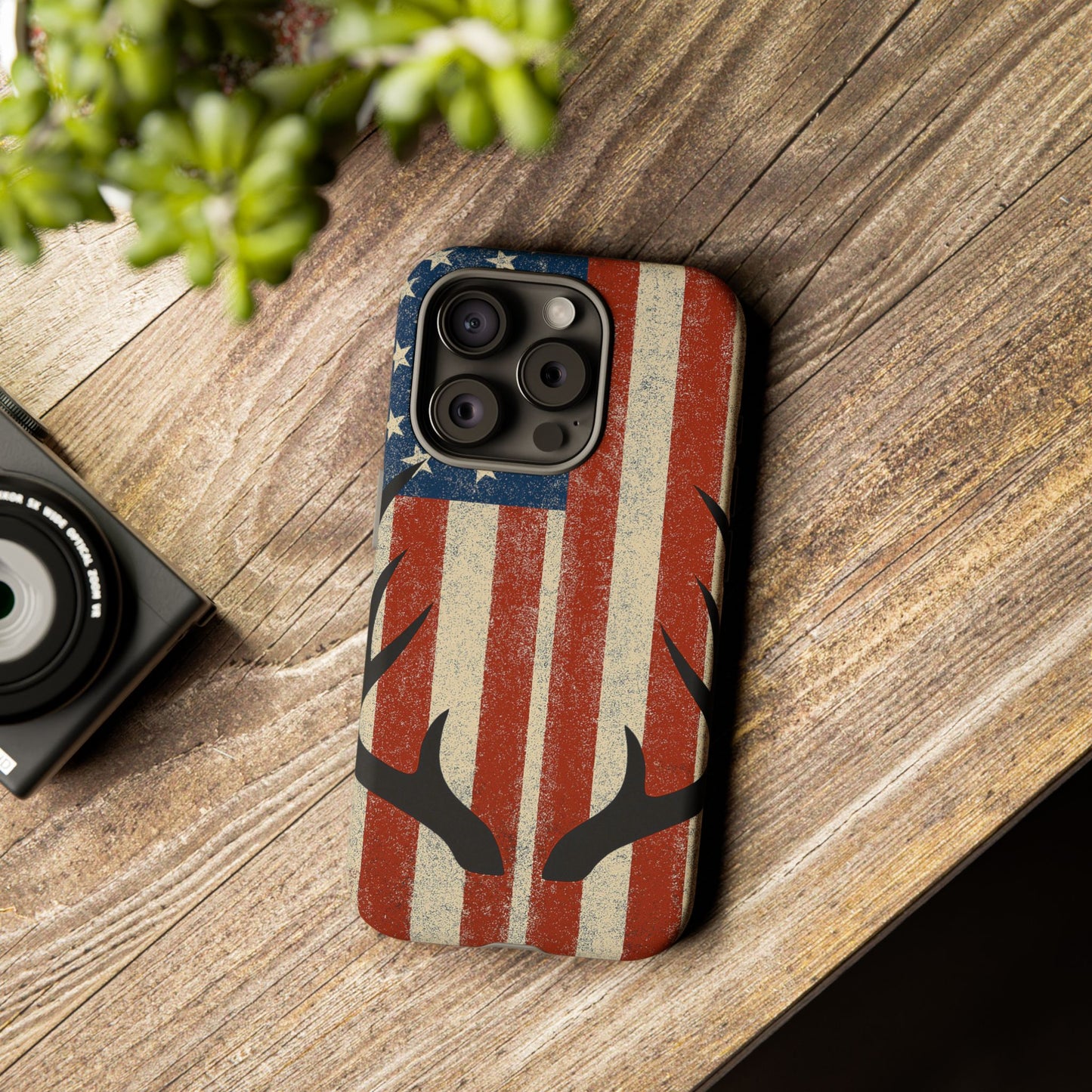 Deer Hunting American Flag Tough Phone Case