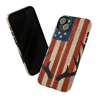 Deer Hunting American Flag Tough Phone Case