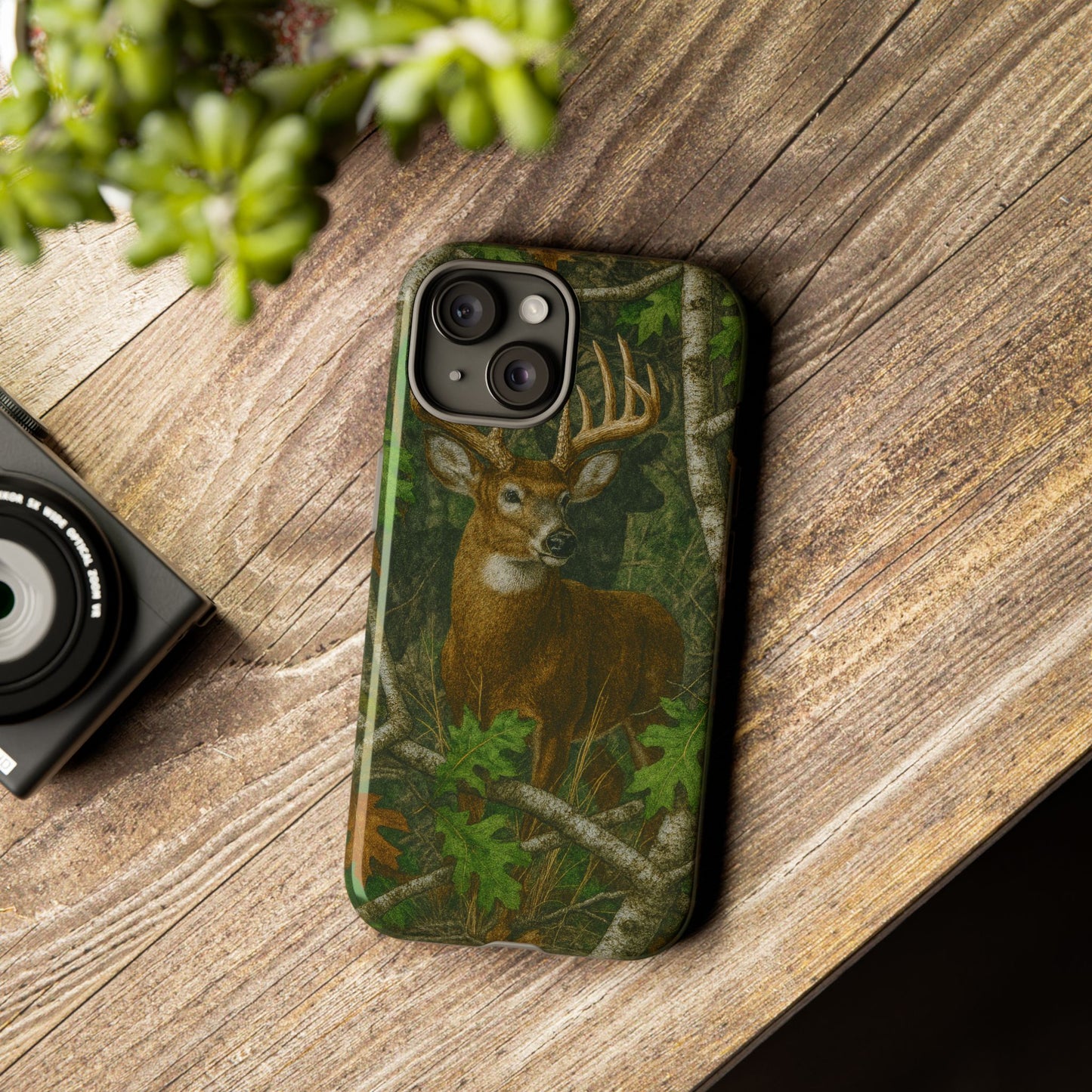 Deer Vintage Tree Camouflage Tough Phone Case