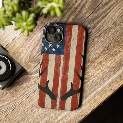 Deer Hunting American Flag Tough Phone Case