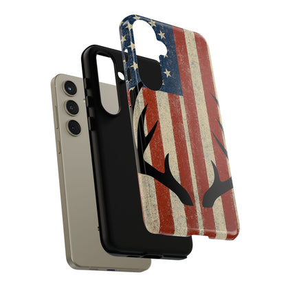 Deer Hunting American Flag Tough Phone Case