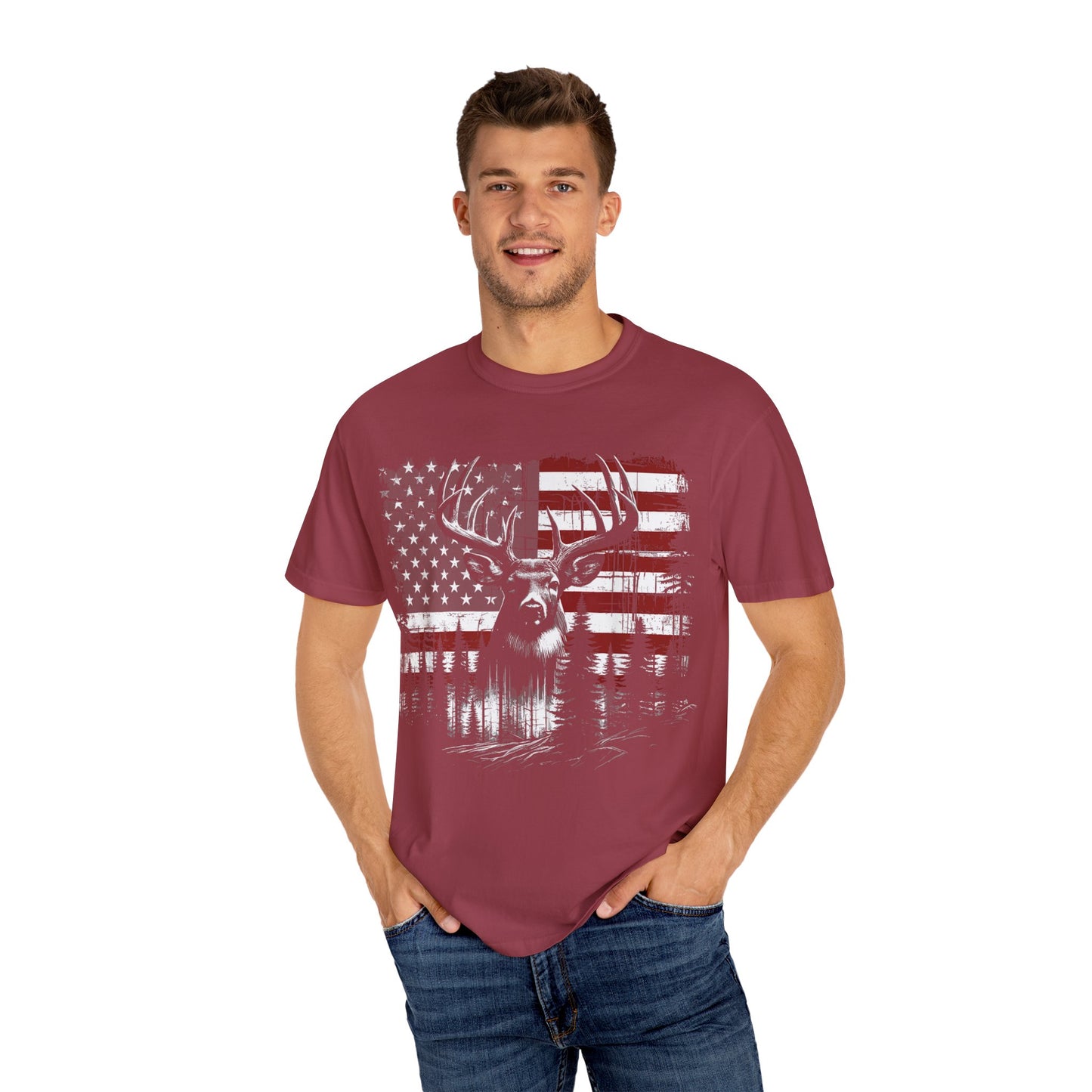 Deer Hunting American Flag Tshirt