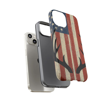 Deer Hunting American Flag Tough Phone Case