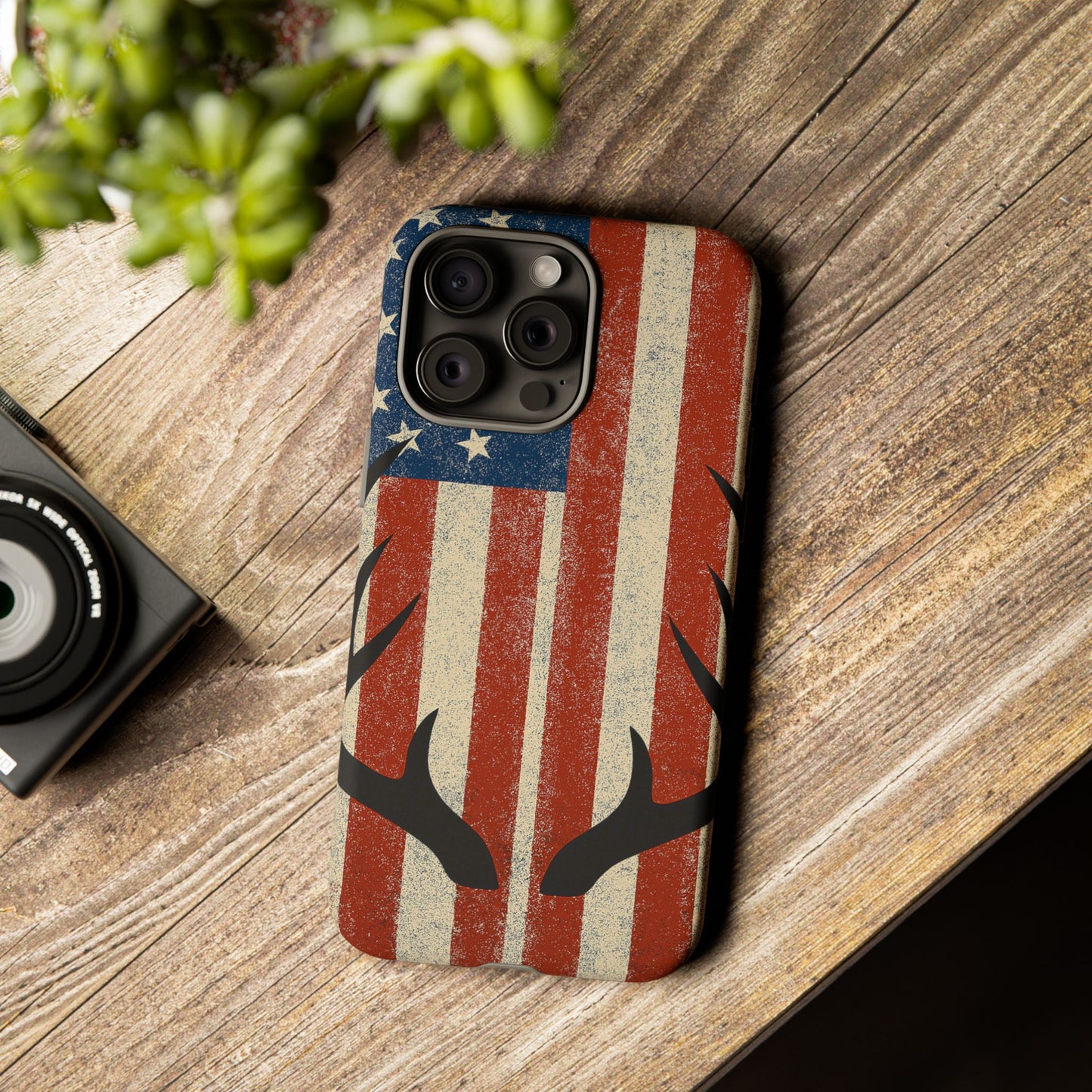 Deer Hunting American Flag Tough Phone Case
