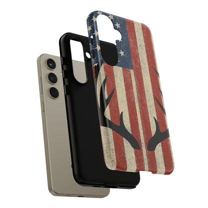 Deer Hunting American Flag Tough Phone Case