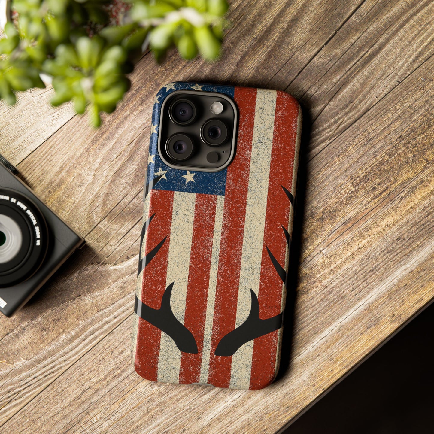 Deer Hunting American Flag Tough Phone Case