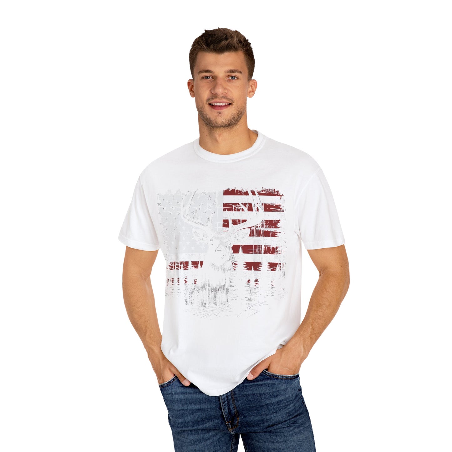 Deer Hunting American Flag Tshirt