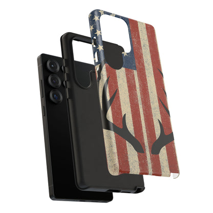 Deer Hunting American Flag Tough Phone Case