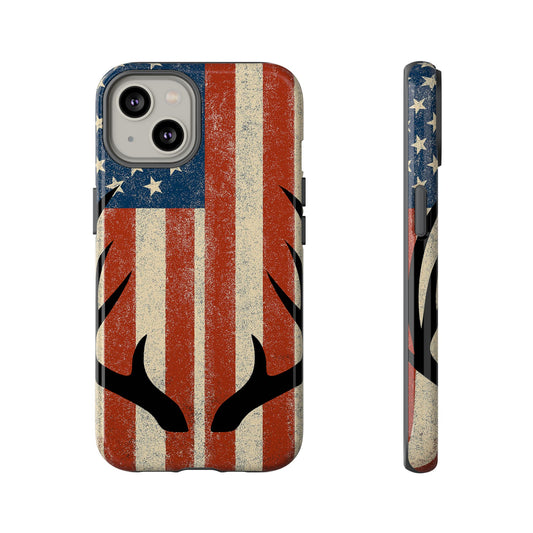 Deer Hunting American Flag Tough Phone Case