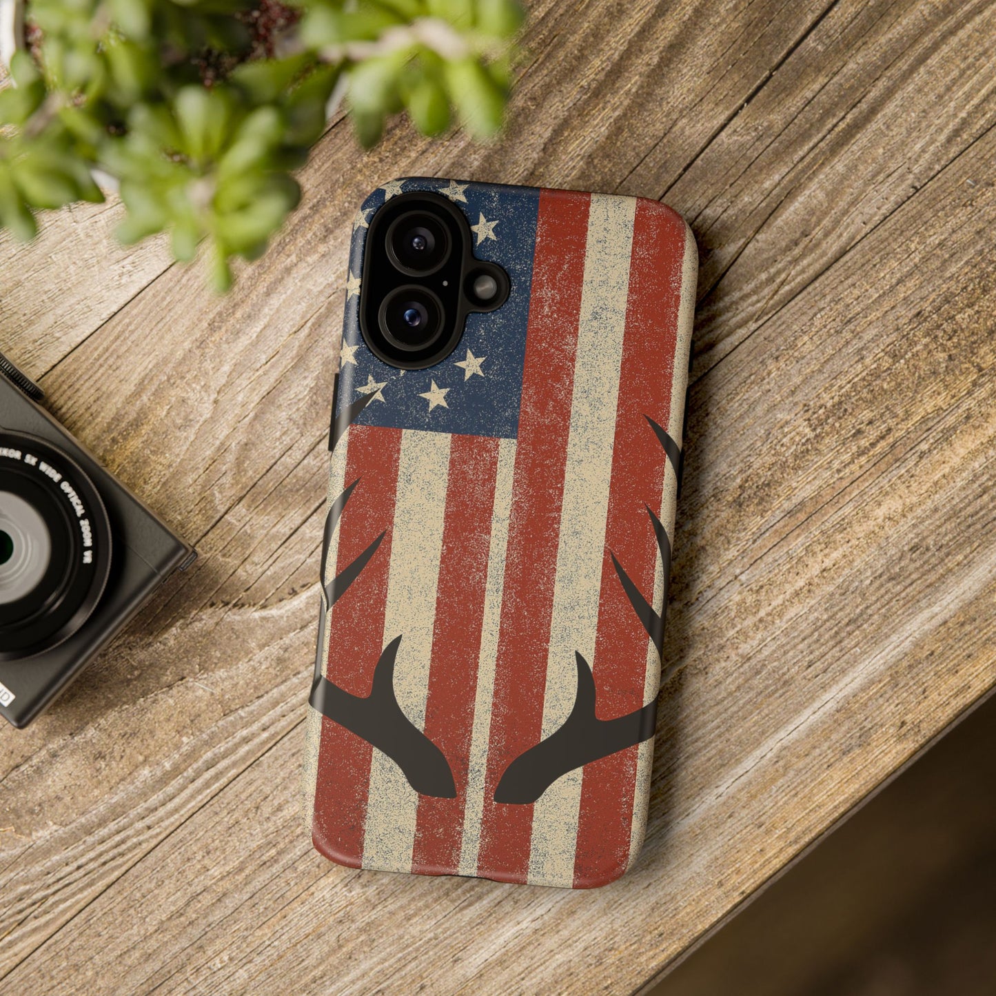Deer Hunting American Flag Tough Phone Case