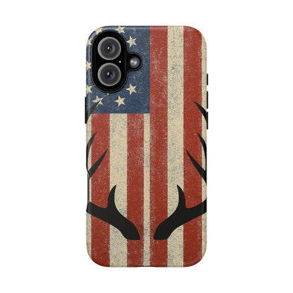 Deer Hunting American Flag Tough Phone Case
