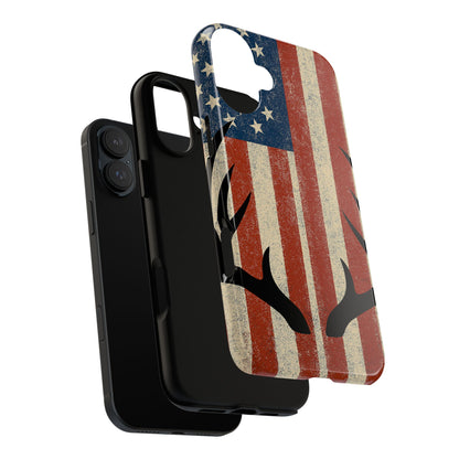 Deer Hunting American Flag Tough Phone Case