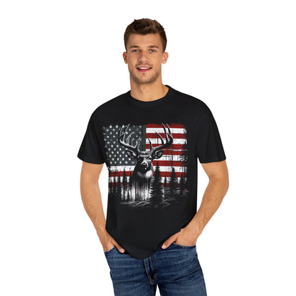 Deer Hunting American Flag Tshirt