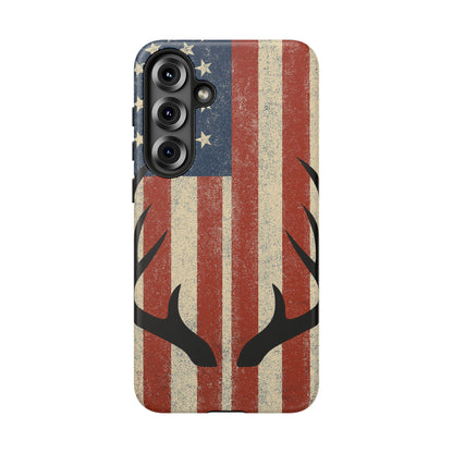 Deer Hunting American Flag Tough Phone Case